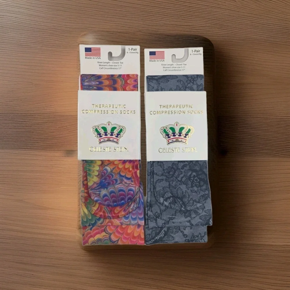 Celeste Stein Therapeutic Compressions Knee Length Women's Socks Size 5-11 Set